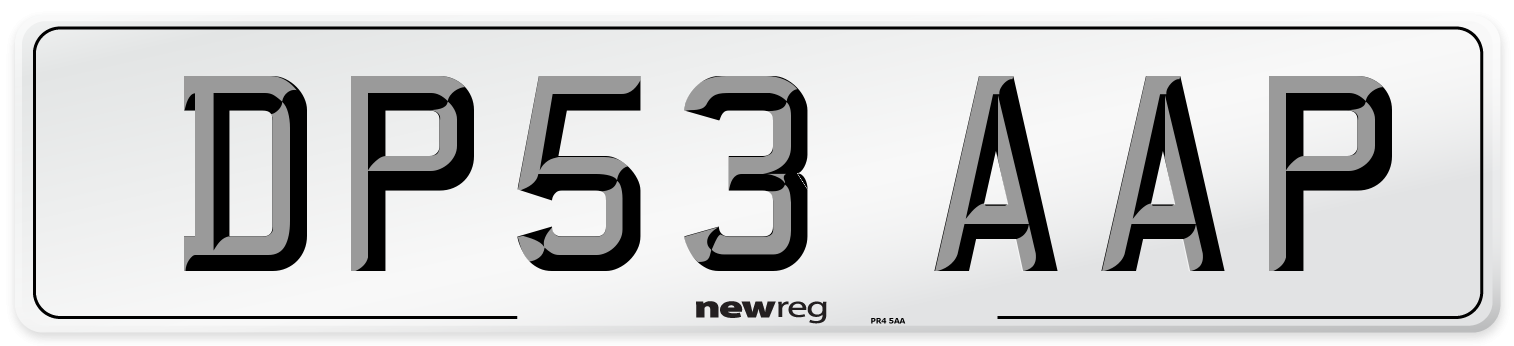 DP53 AAP Number Plate from New Reg